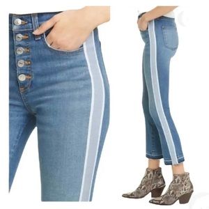 $325 VERONICA BEARD Carly baby boot stripe kick flare crop jeans sz 28 (6)